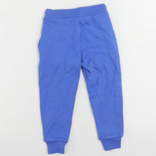 Marks and Spencer Boys Blue Cotton Jogger Trousers Size 3-4 Years Regular Drawstring - Pockets