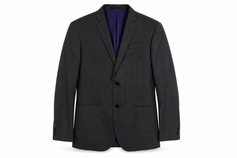 Front view of Marks & Spencer men’s grey polyester jacket suit jacket, size 40, regular