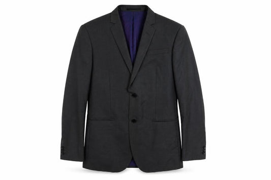 Front view of Marks & Spencer men’s grey polyester jacket suit jacket, size 40, regular