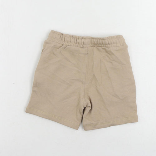 Marks and Spencer Boys Beige Otter Sweat Shorts Size 5-6 Years Regular Drawstring