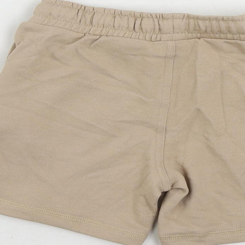 Marks and Spencer Boys Beige Otter Sweat Shorts Size 5-6 Years Regular Drawstring