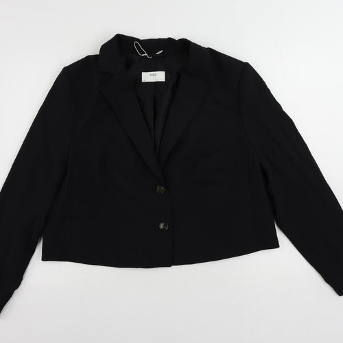 Marks and Spencer Womens Black Jacket Blazer Size 18 Button