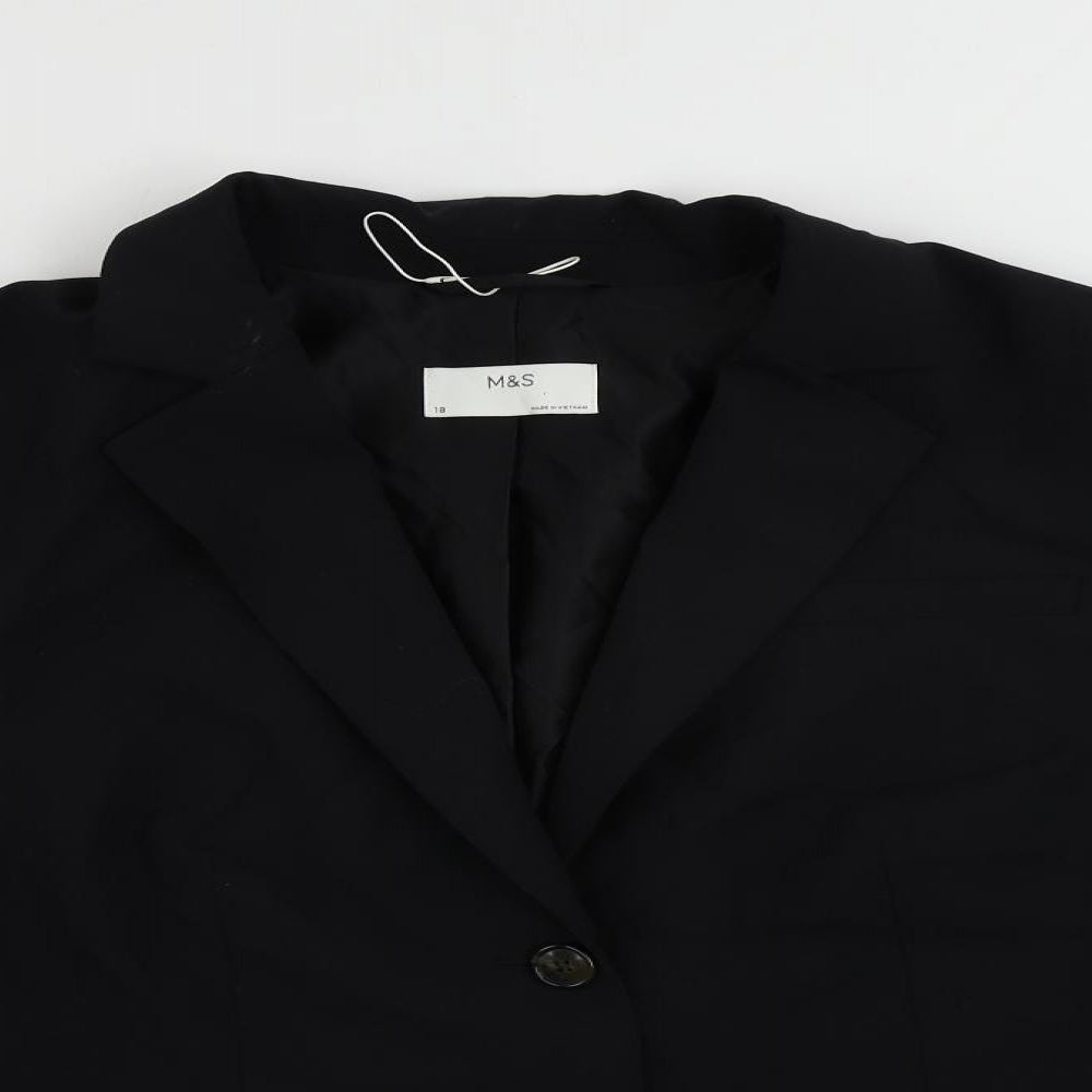 Marks and Spencer Womens Black Jacket Blazer Size 18 Button