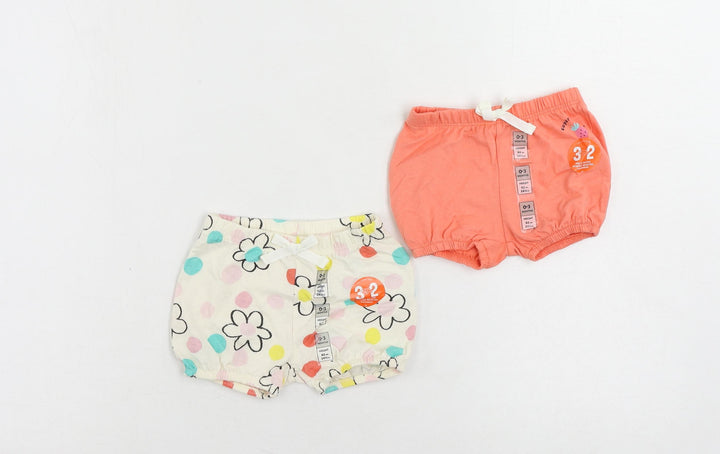 Marks and Spencer Baby Ivory Floral Cotton Shorts Set Outfit/Set Size 0-3 Months