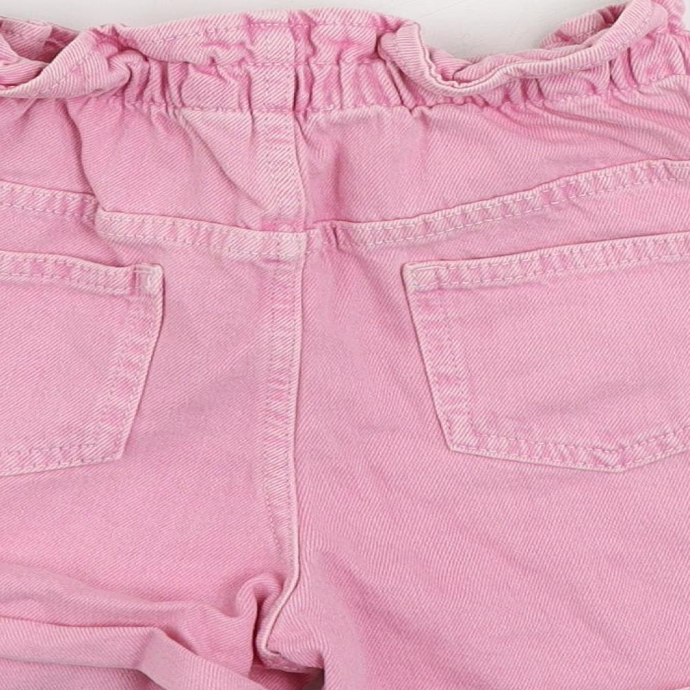 Marks and Spencer Girls Pink Cotton Mom Shorts Size 8-9 Years Regular Buckle - Elastic Waist