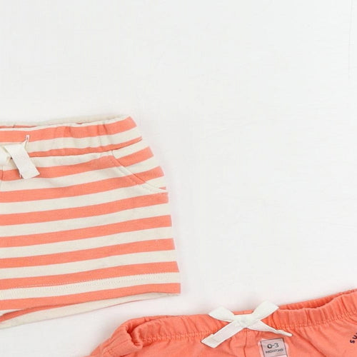Marks and Spencer Baby Pink Striped Cotton Shorts Set Outfit/Set Size 0-3 Months