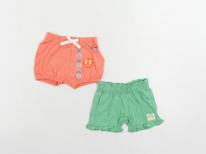 Marks and Spencer Baby Green Cotton Shorts Set Outfit/Set Size 0-3 Months