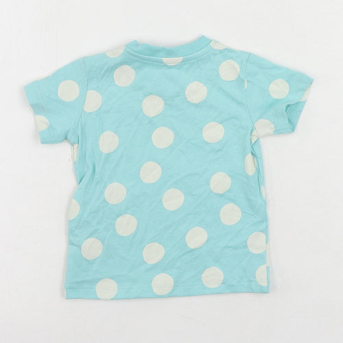 Marks and Spencer Baby Blue Polka Dot Cotton Pullover T-Shirt Size 3-6 Months Crew Neck Snap
