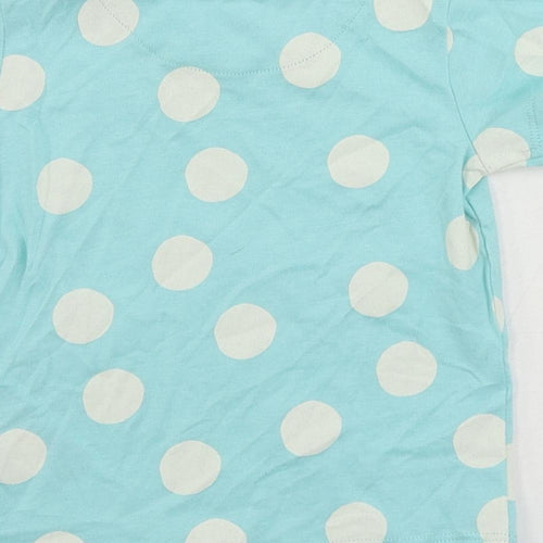 Marks and Spencer Baby Blue Polka Dot Cotton Pullover T-Shirt Size 3-6 Months Crew Neck Snap