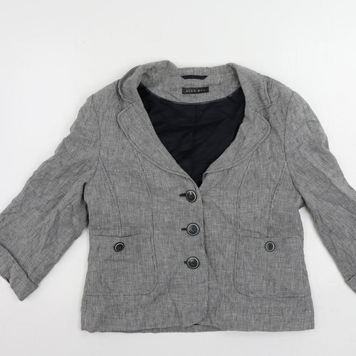Alex & Co. Womens Grey Geometric Jacket Blazer Size 16 Button