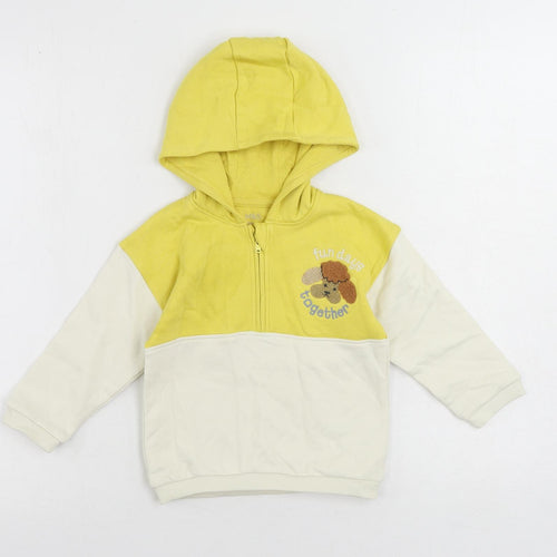 Marks and Spencer Baby Yellow Cotton Full Zip Jumper Size 18-24 Months Zip - Hoodie