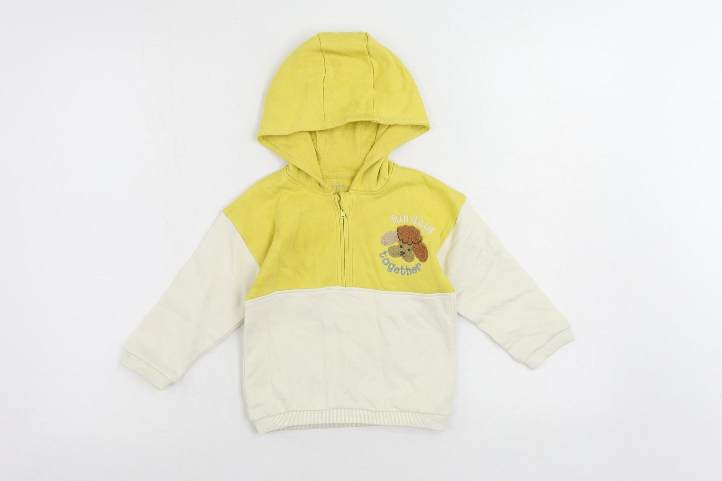 Marks and Spencer Baby Yellow Cotton Full Zip Jumper Size 18-24 Months Zip - Hoodie