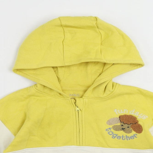 Marks and Spencer Baby Yellow Cotton Full Zip Jumper Size 18-24 Months Zip - Hoodie