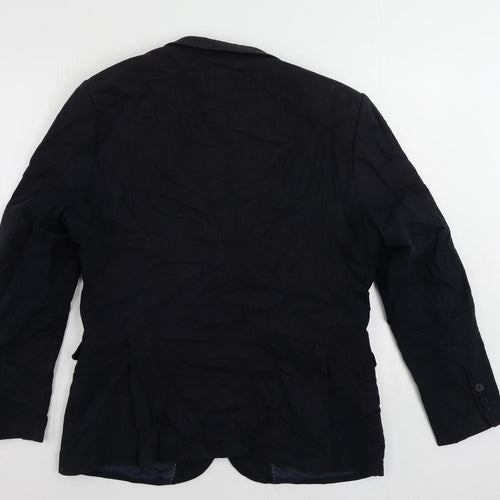 French Connection Mens Blue Linen Jacket Blazer Size 42 Regular