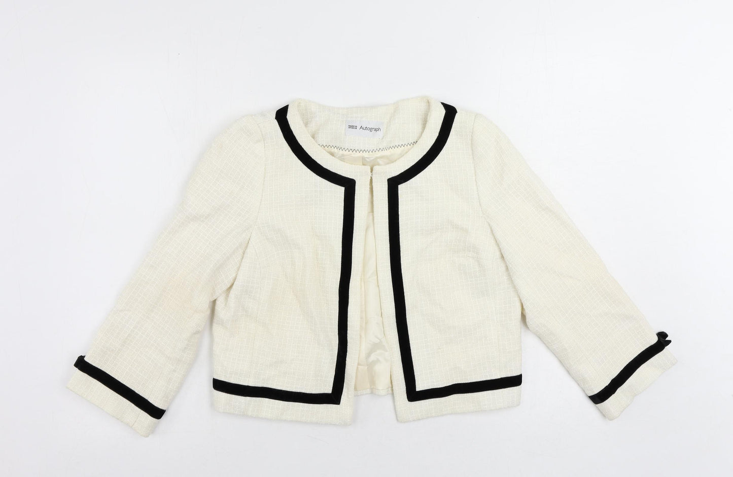 Autograph Womens Ivory Jacket Size 10 Hook & Eye - Contrasting Trim