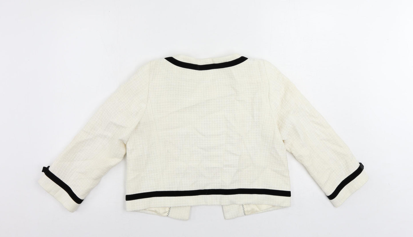 Autograph Womens Ivory Jacket Size 10 Hook & Eye - Contrasting Trim