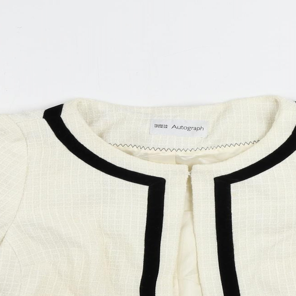 Autograph Womens Ivory Jacket Size 10 Hook & Eye - Contrasting Trim