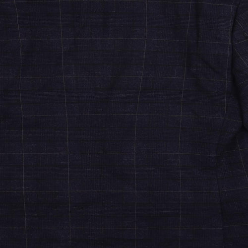 Burton Mens Blue Plaid Polyester Jacket Blazer Size 42 Regular