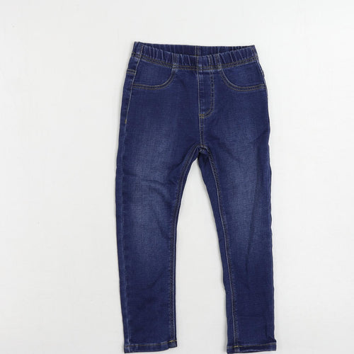 Marks and Spencer Girls Blue Cotton Jegging Jeans Size 3-4 Years Regular - Elastic Waist