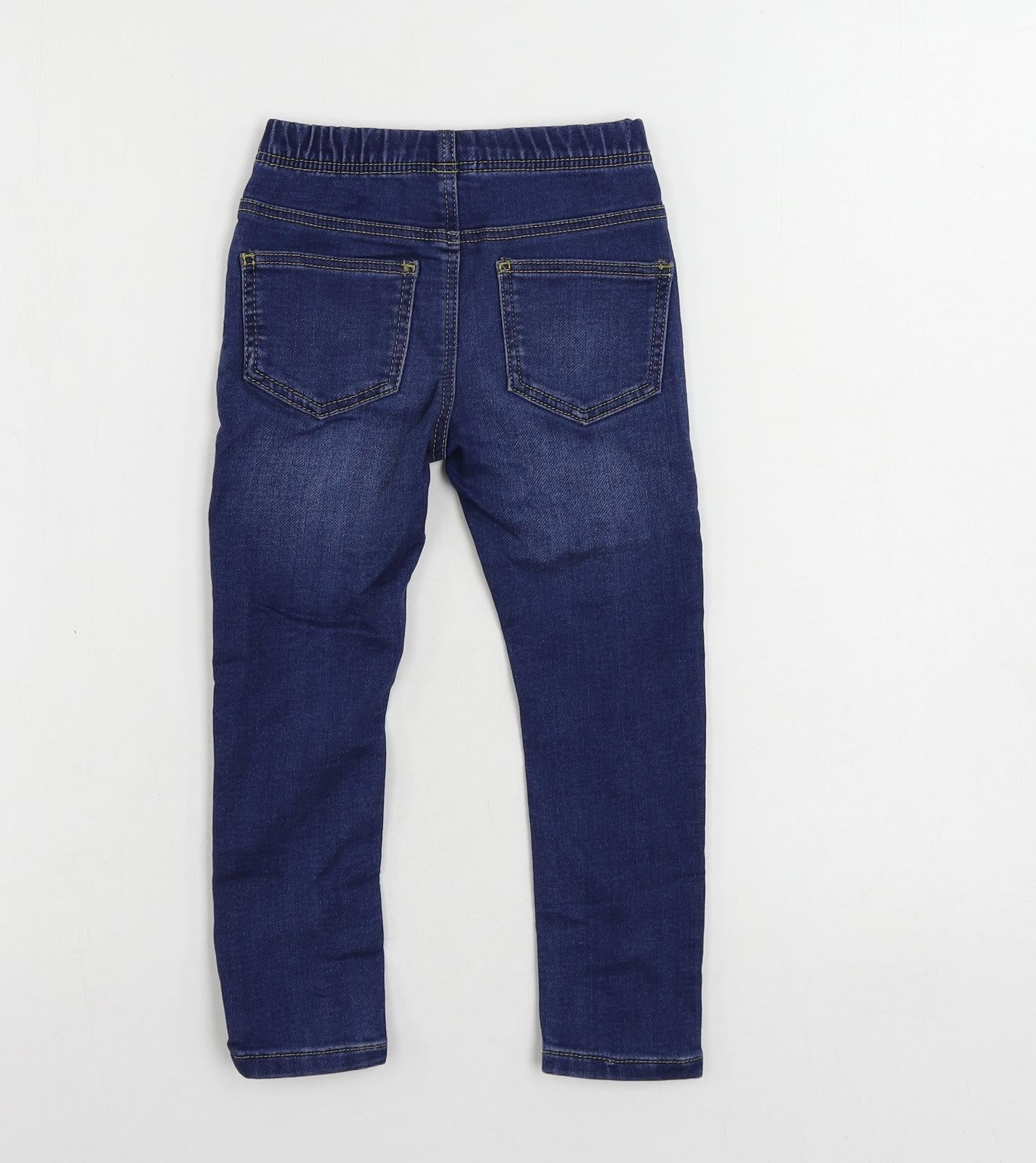 Marks and Spencer Girls Blue Cotton Jegging Jeans Size 3-4 Years Regular - Elastic Waist