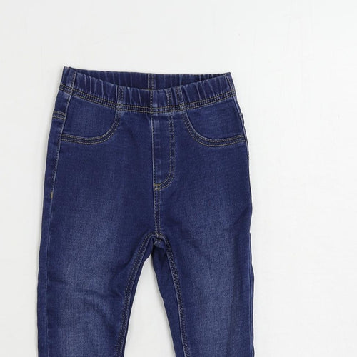 Marks and Spencer Girls Blue Cotton Jegging Jeans Size 3-4 Years Regular - Elastic Waist