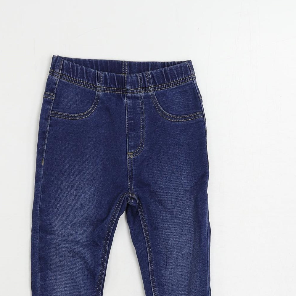 Marks and Spencer Girls Blue Cotton Jegging Jeans Size 3-4 Years Regular - Elastic Waist