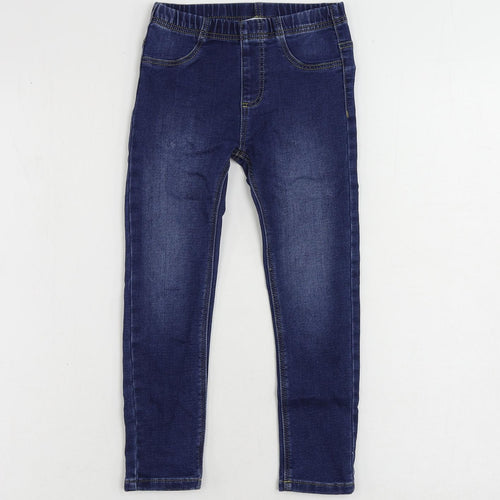 Marks and Spencer Girls Blue Cotton Jegging Jeans Size 5-6 Years Regular - Elastic Waist