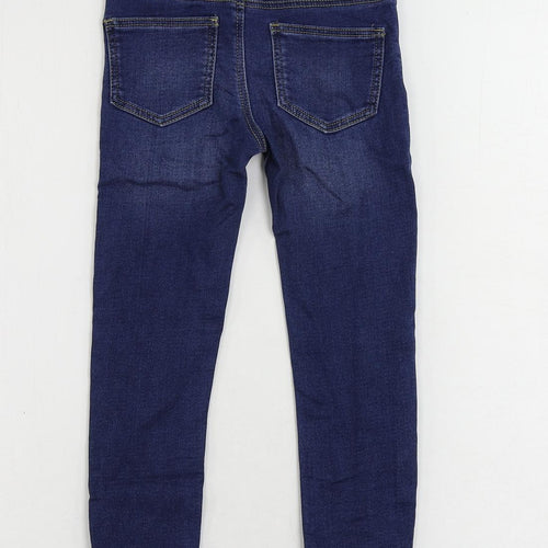 Marks and Spencer Girls Blue Cotton Jegging Jeans Size 5-6 Years Regular - Elastic Waist