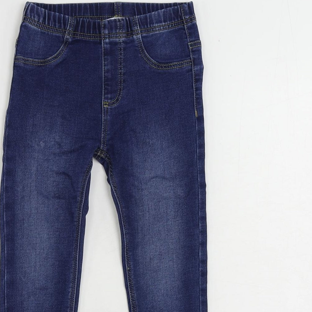 Marks and Spencer Girls Blue Cotton Jegging Jeans Size 5-6 Years Regular - Elastic Waist