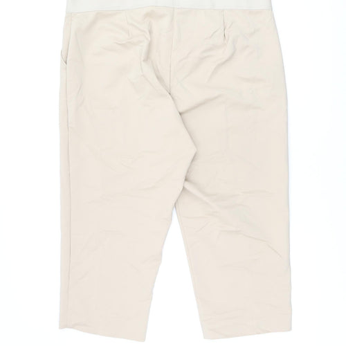 Marks and Spencer Womens Beige Cotton Cropped Trousers Size 22 L21.5 in Regular