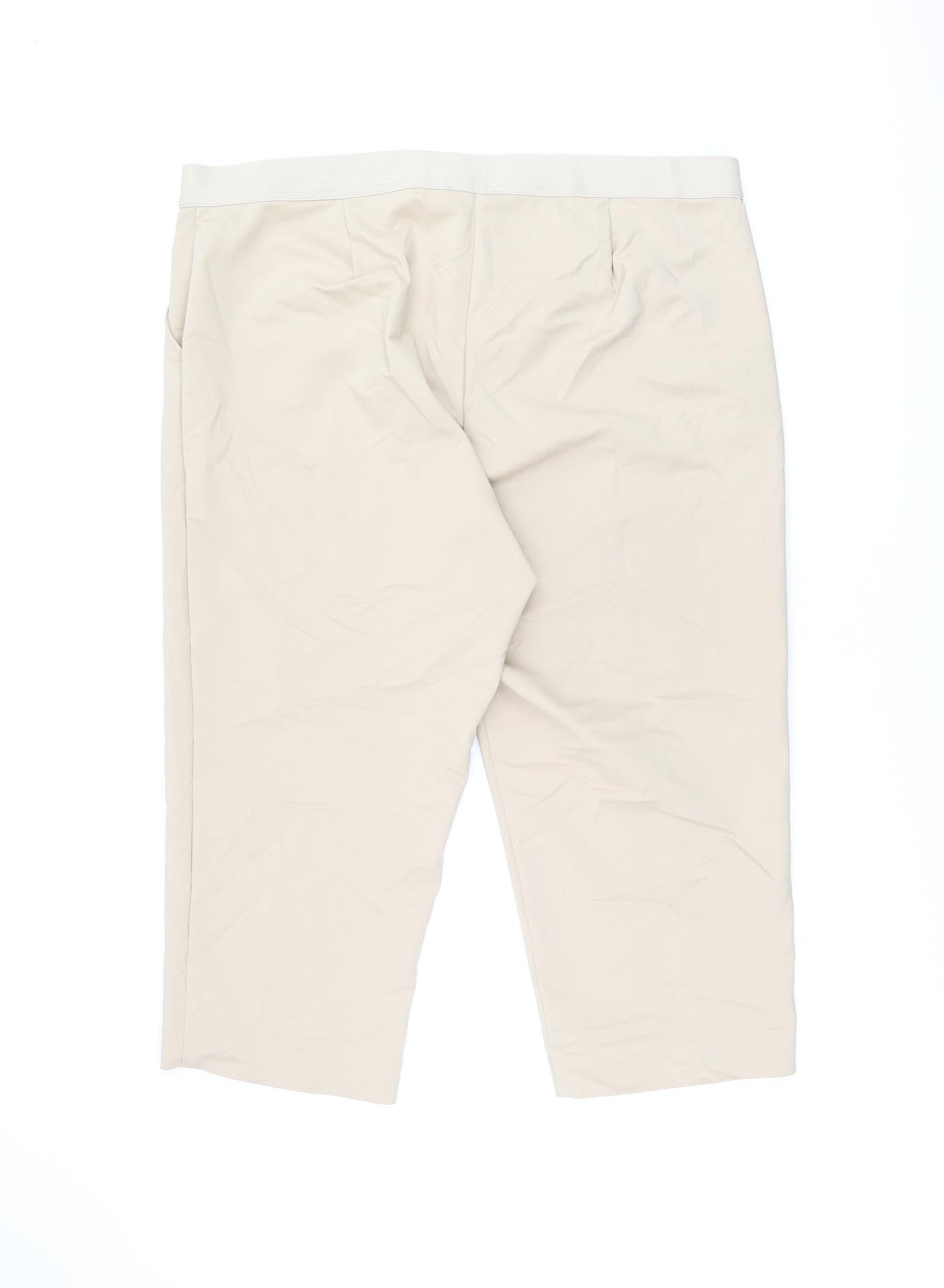 Marks and Spencer Womens Beige Cotton Cropped Trousers Size 22 L21.5 in Regular