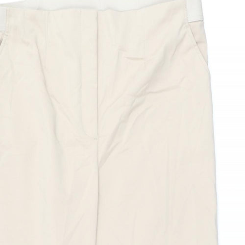 Marks and Spencer Womens Beige Cotton Cropped Trousers Size 22 L21.5 in Regular