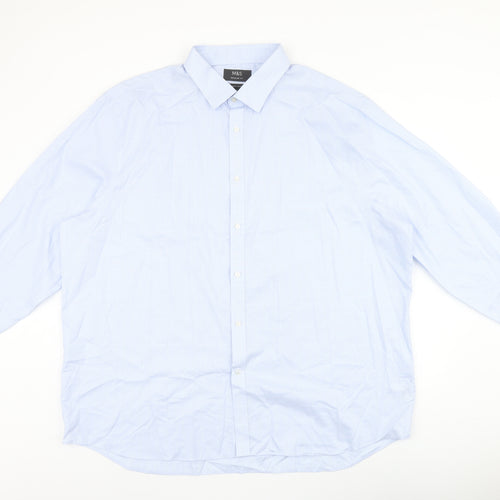 Marks and Spencer Mens Blue Cotton Dress Shirt Size 19 Collared Button
