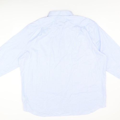 Marks and Spencer Mens Blue Cotton Dress Shirt Size 19 Collared Button