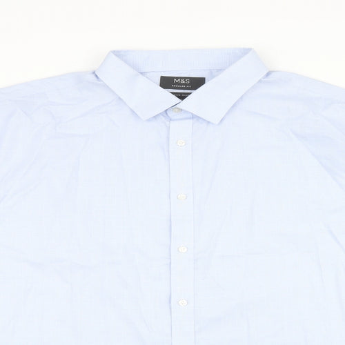 Marks and Spencer Mens Blue Cotton Dress Shirt Size 19 Collared Button