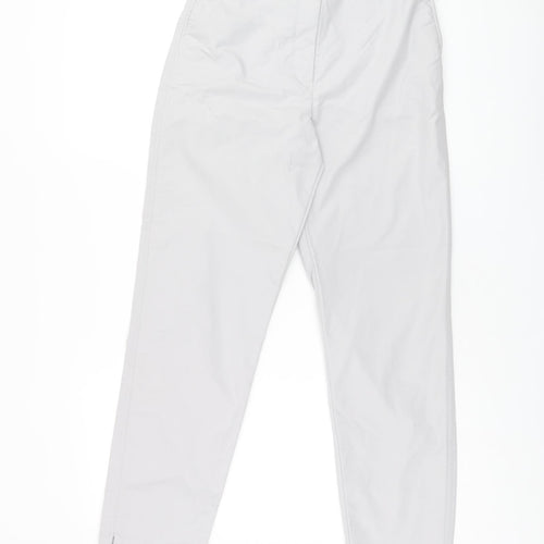 Marks and Spencer Womens Grey Cotton Chino Trousers Size 6 L27.5 in Regular Zip