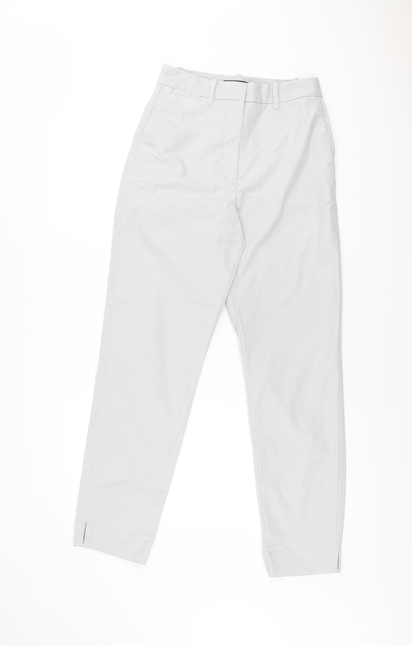 Marks and Spencer Womens Grey Cotton Chino Trousers Size 6 L27.5 in Regular Zip