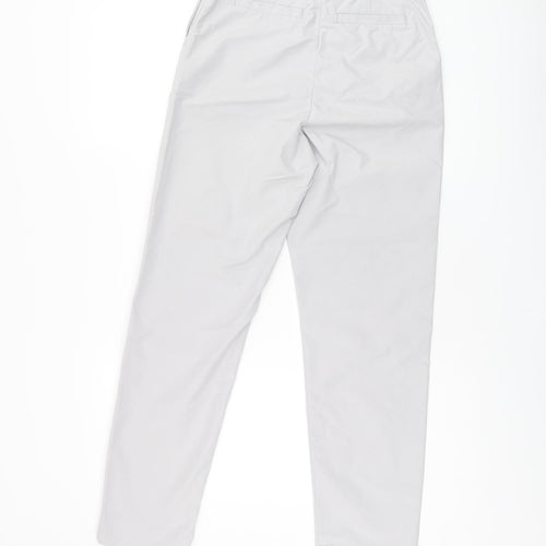 Marks and Spencer Womens Grey Cotton Chino Trousers Size 6 L27.5 in Regular Zip