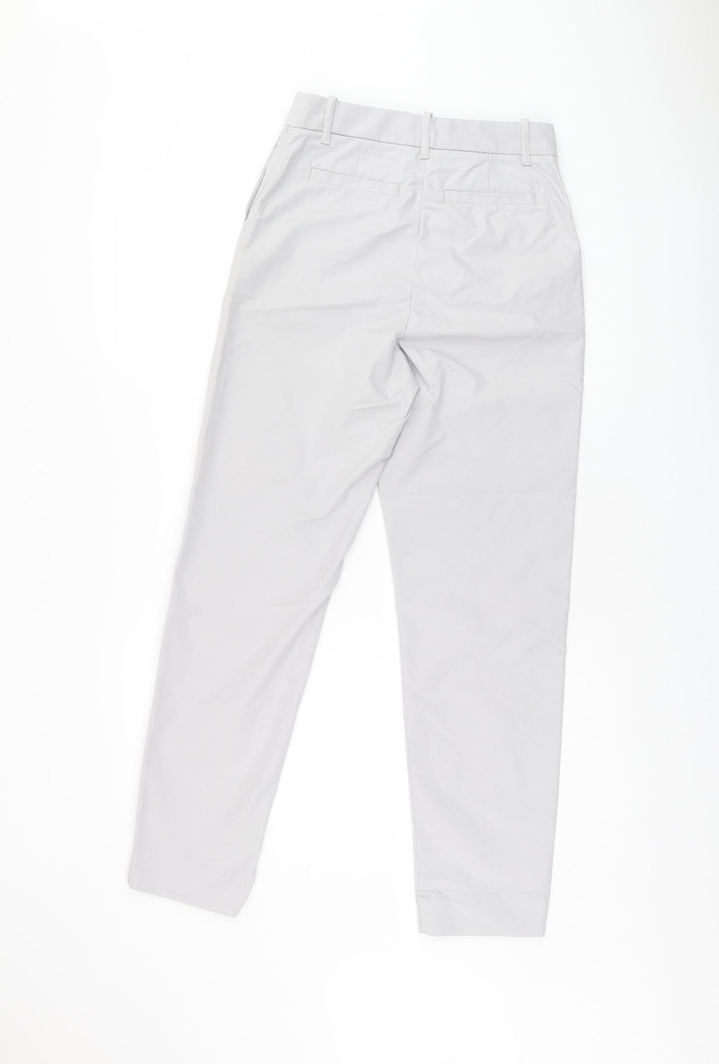 Marks and Spencer Womens Grey Cotton Chino Trousers Size 6 L27.5 in Regular Zip