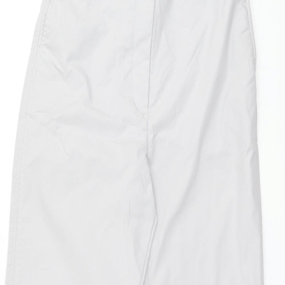 Marks and Spencer Womens Grey Cotton Chino Trousers Size 6 L27.5 in Regular Zip