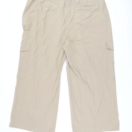 Marks and Spencer Womens Beige Polyester Trousers Size 22 L29 in Regular Zip