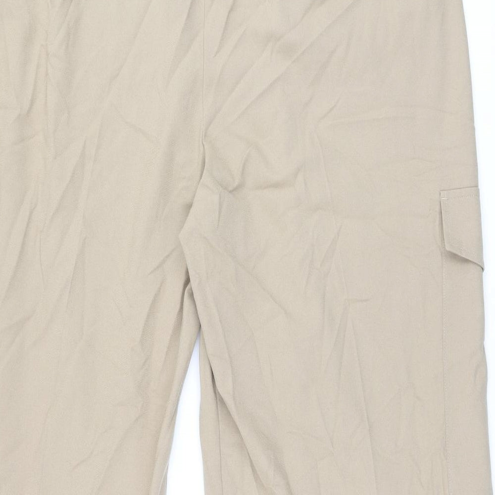 Marks and Spencer Womens Beige Polyester Trousers Size 22 L29 in Regular Zip