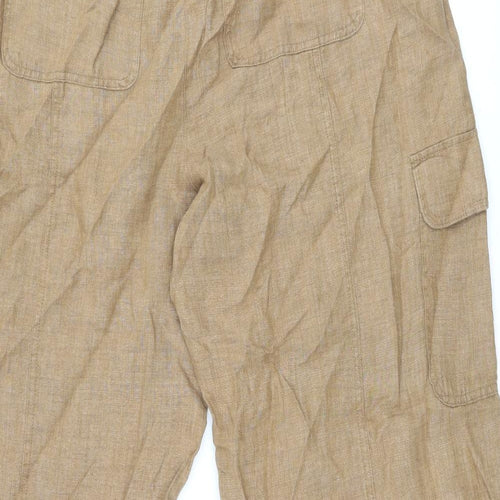 Marks and Spencer Womens Brown Linen Trousers Size 22 L28 in Regular Zip