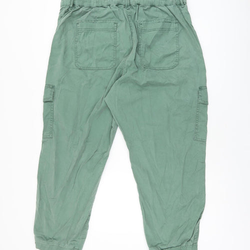 Marks and Spencer Womens Green Lyocell Cargo Trousers Size 18 L25 in Regular Zip