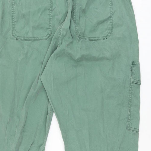 Marks and Spencer Womens Green Lyocell Cargo Trousers Size 18 L25 in Regular Zip
