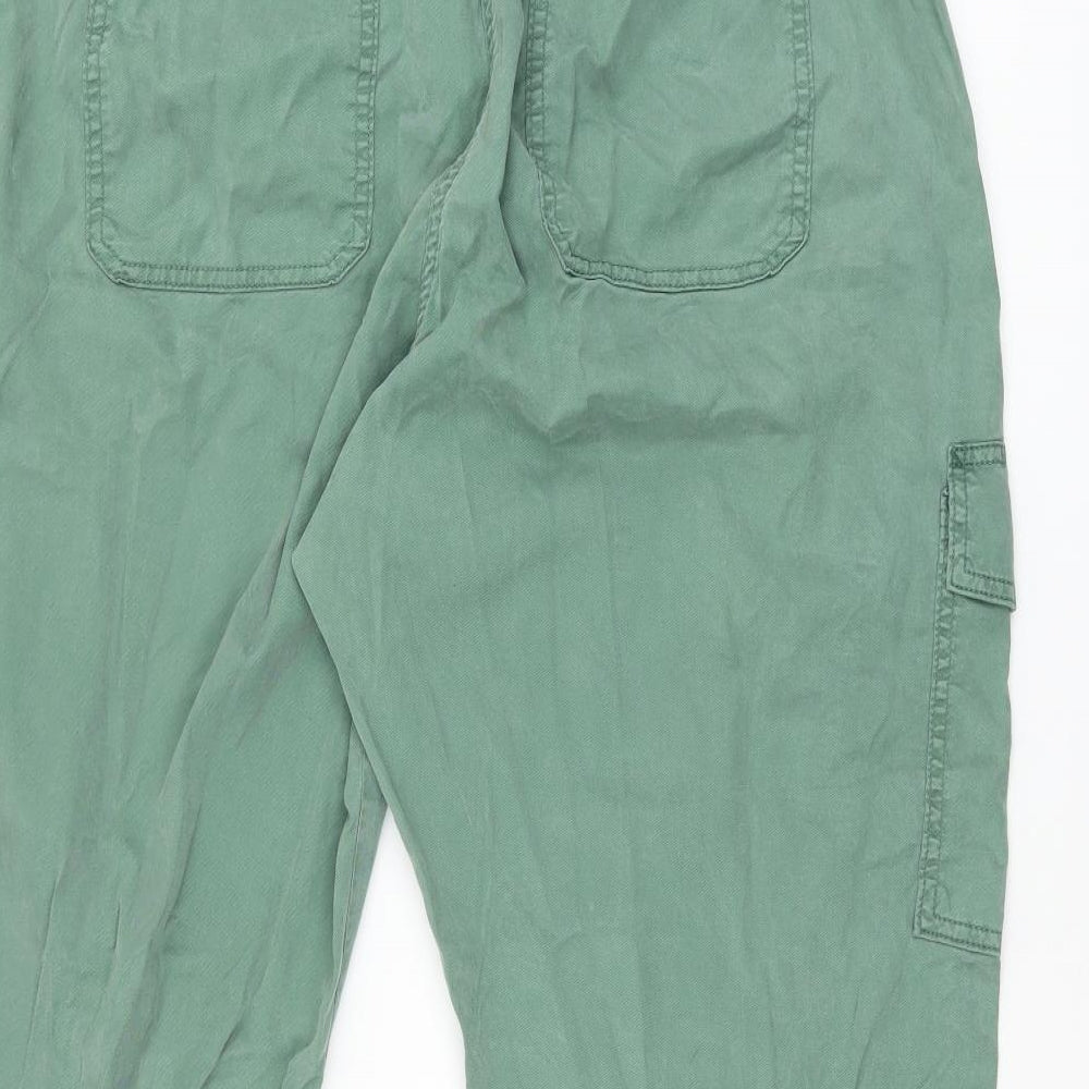 Marks and Spencer Womens Green Lyocell Cargo Trousers Size 18 L25 in Regular Zip