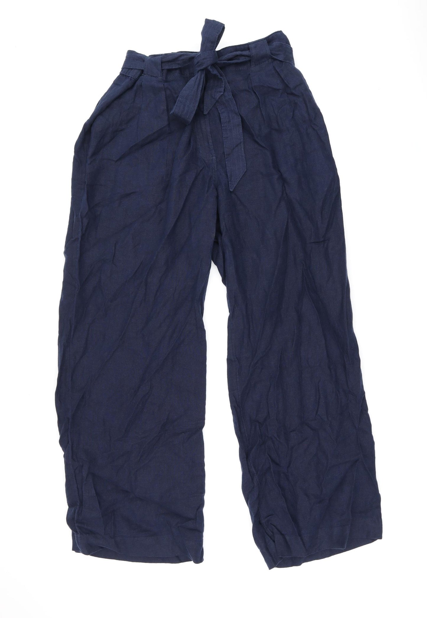 Marks and Spencer Womens Blue Linen Trousers Size 20 L30 in Regular Zip