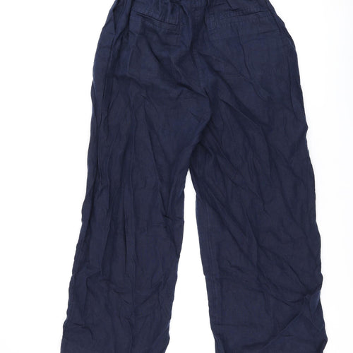 Marks and Spencer Womens Blue Linen Trousers Size 20 L30 in Regular Zip