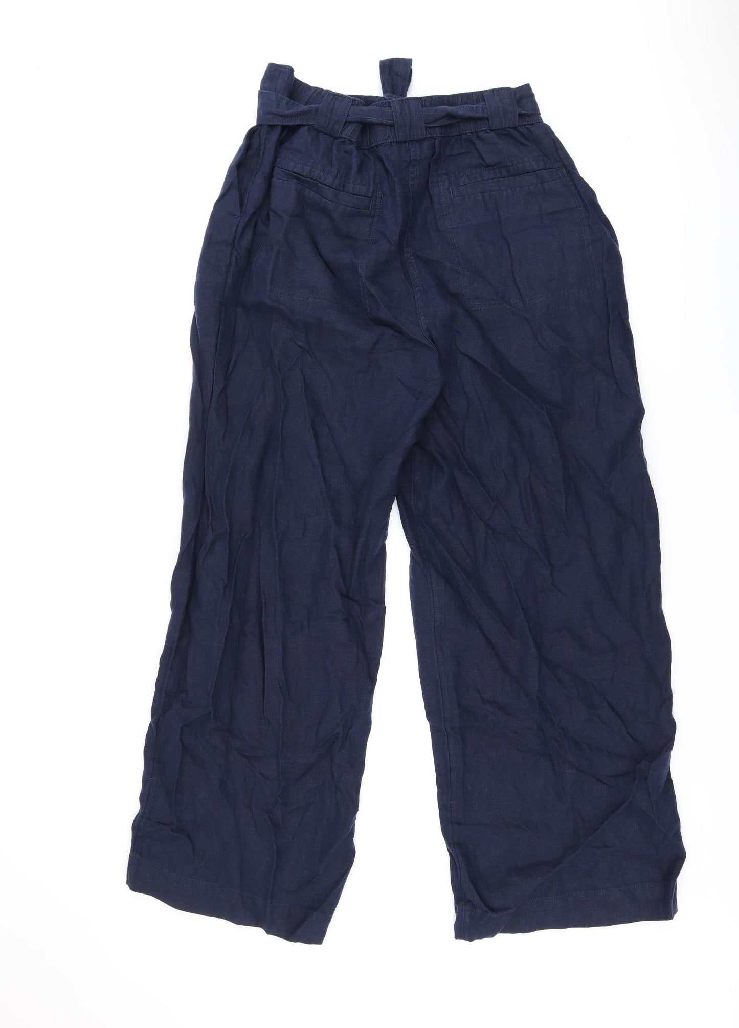Marks and Spencer Womens Blue Linen Trousers Size 20 L30 in Regular Zip
