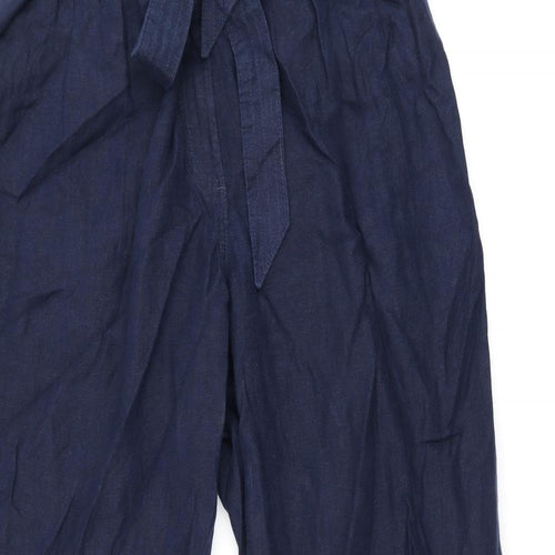 Marks and Spencer Womens Blue Linen Trousers Size 20 L30 in Regular Zip